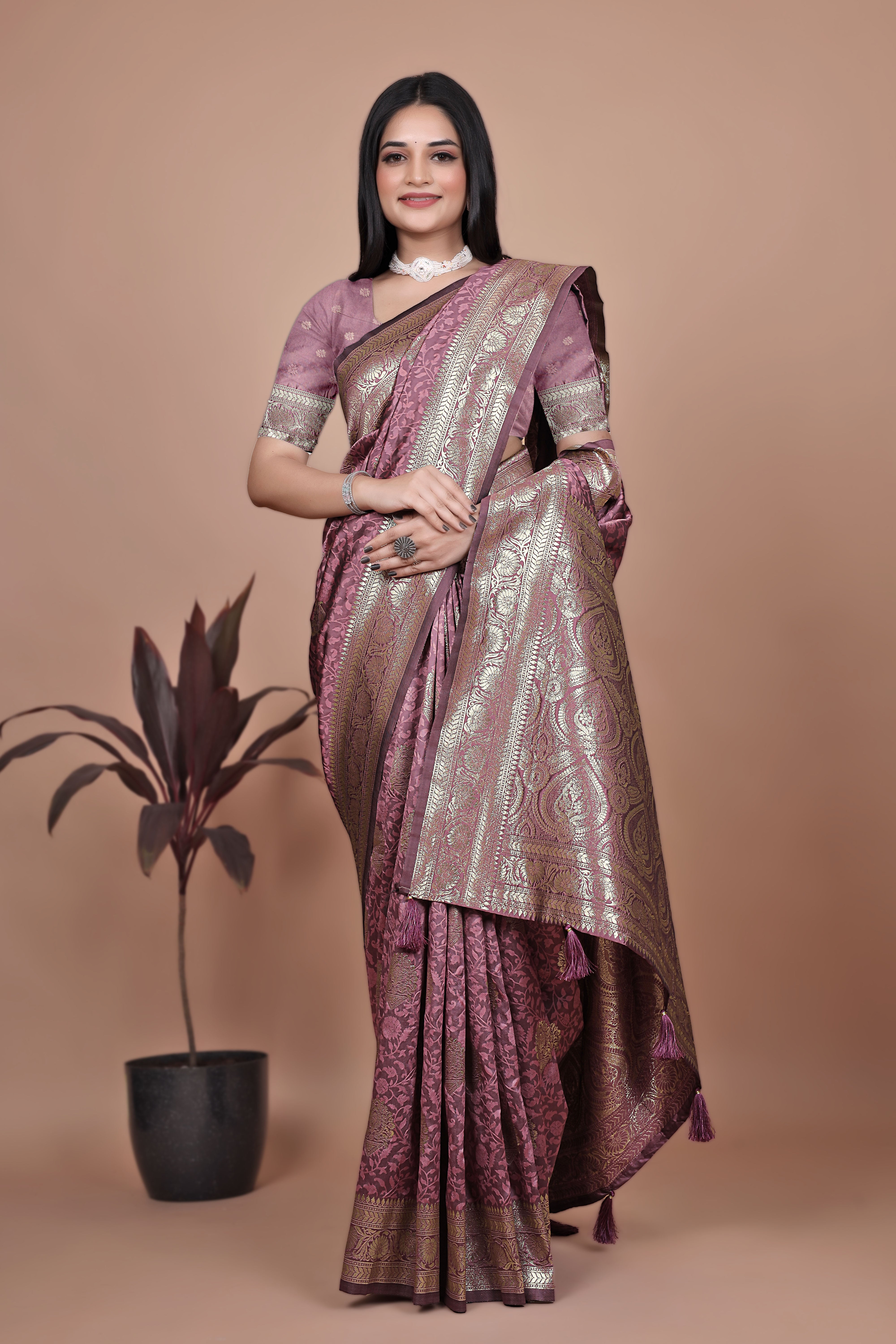 Banarasi Silk Saree with Gold Zari Butti & Ornate Pallu with 4 color option ✨💠